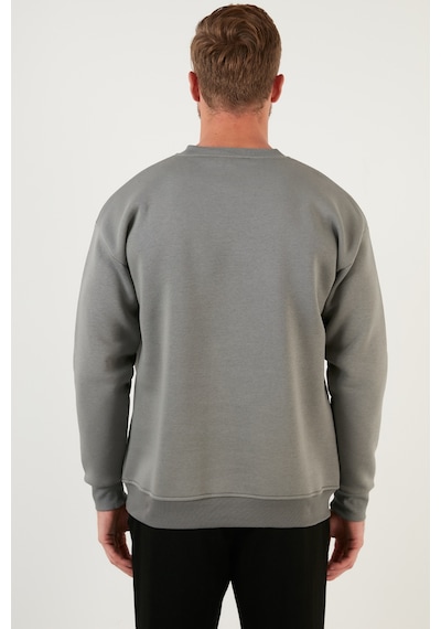 Buratti Regular Fit Bisiklet Yaka Pamuklu Içi Tüylü Yumuşak Şardonlu Erkek Sweat 5905255 Açık Haki