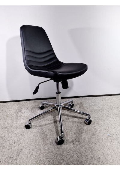 Bintaşmobilya Siyah Deri Rahat Ofis Personel Çalışma Sandalyesi