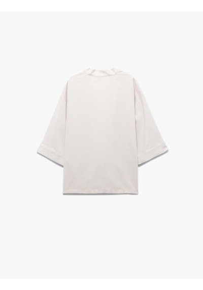 Koton Cepli Geniş Yarım Kol Keten Kimono Gri 5sak50027ew Gümüş Rengi