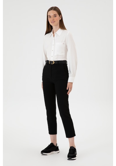 U.S. Polo Assn. Kadın Siyah Carrot High Waist Fit Kanvas Pantolon 50309273-VR046