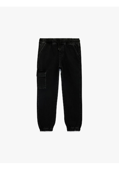 Koton Pamuklu Kargo Cepli Jogger Jean Pantolon Siyah 6skb40009td Siyah
