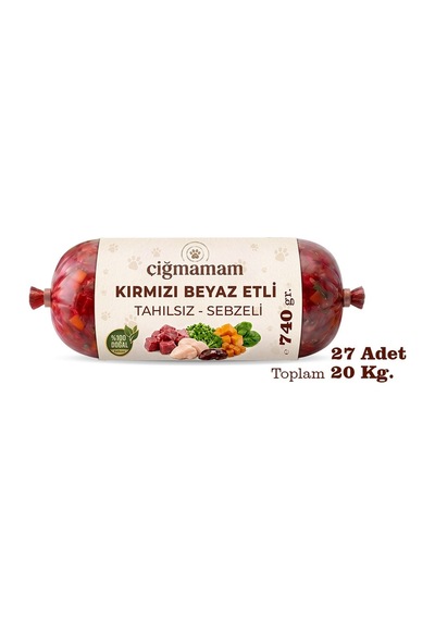 Kırmızı Ve Beyaz Etli Tahılsız Barf Köpek Maması 20 Kg - 740 G X 27