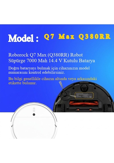 Roborock Q7 Max Q380rr Robot Süpürge 7000 Mah 14.4 V Kutulu Batarya  Uyumlu Uzun Ömürlü, Yüksek Performans Pil