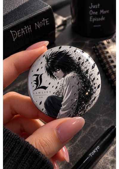 Death Note 58mm 4'lü Rozet Seti Light Yagami L Ryuk Anime Çanta Mont Ceket Rozeti Çok Renkli