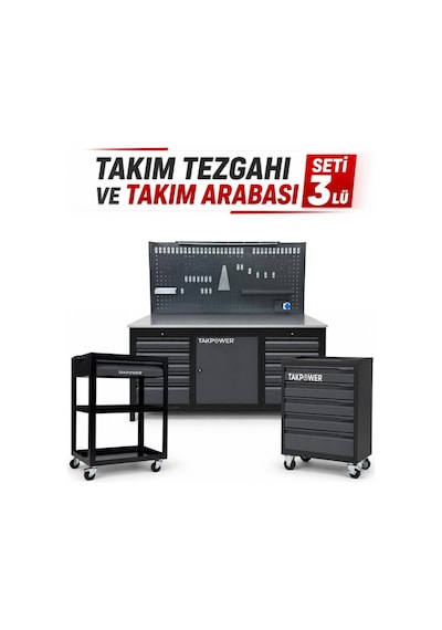 Takpower Takım Tezgahı Ve Takım Arabası Premium Atölye Seti Antrasit