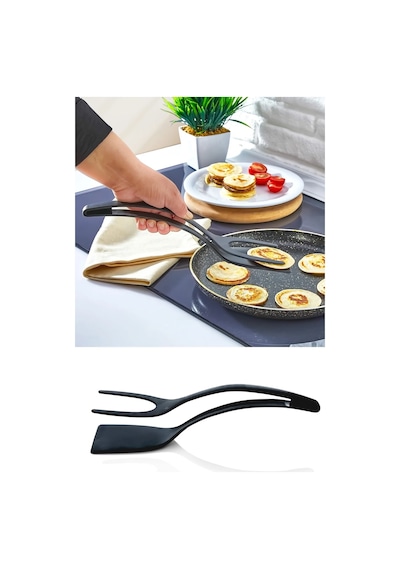 1 Adet Pratik Yanmaz Yapışmaz Teflon Maşalı Spatula- 220 Dereceye Dayanıklı Teflon Servis Set Plasti Diğer