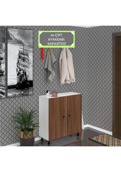 Kenzlife Ayakkabılık Galoş5 Cvzbyz 53 080 32 Kapaklı 5 Raflı 20 Çift Ayakkabı Kapasitesi Ahşap