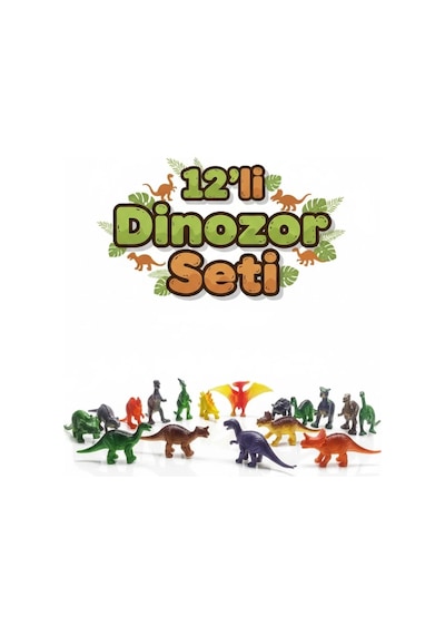 12'li Paket Mini Dinozor Oyuncak Seti - Eğitici Hayvan Figürleri - Çocuklar İçin Plastik Figür Seti Hayvanlar