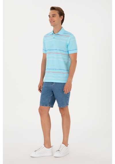U.S. Polo Assn. Erkek Regular Fit Polo Yaka Aqua Tişört 50299642-VR007