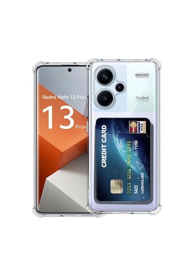 Xiaomi Redmi Note 13 Pro Plus Kılıf Kart Şeffaf Silikon - Şeffaf -