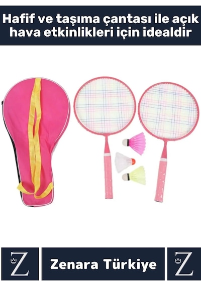 Premium Ergonomik Spor Etkinlik Fermuarlı Askılı Taşıma Çantalı 2 Raket 2 Tüy Topu Badminton Seti