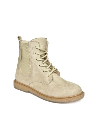 Fox Shoes R374961902 Bej Süet Yanı Lastikli Klasik Kadın Bot Bej