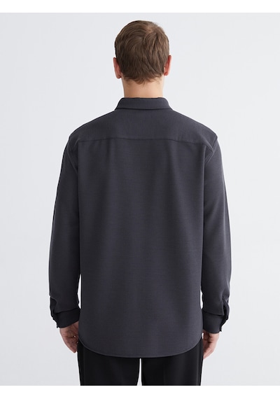 Lcw Vision Antrasit Slim Fit Uzun Kollu Erkek Dokulu Gömlek