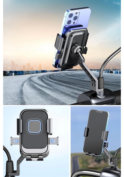Epilons Motor,motosiklet,bisiklet ,scooter İçin 360 Derece Dönebilen Dikiz Aynası Versiyonu Telefon Tutucu Aparat