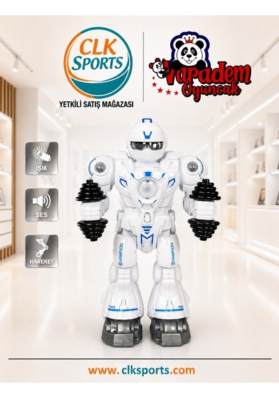Atletik Sporcu Siyah Robot - Işıklı Ve Müzikli Hareketli , Pilli Genel