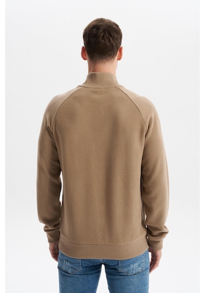 AR-MA Arma Erkek Regular Fit Basic Reglan Kollu Selanik Sweatshirt Karbon Fırçalı, Dik Yaka, Tam Fermuar, Cepli, Pamuk Polyester K30324698202 Füme - Gri