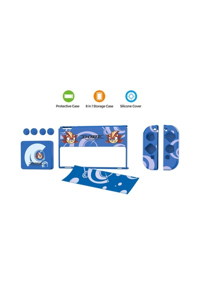Switch Oled 3in1 Standlı Rnkli Kılıf Analog Yükseltici Ve Koruyucu Kart Kutusu Mavi