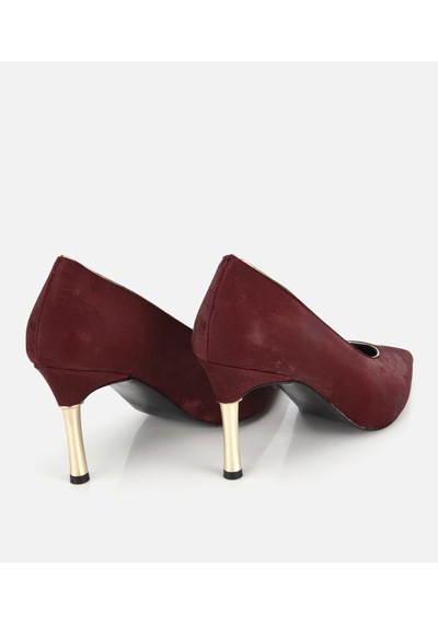 Hotiç Kadın Süet Bordo Gold Detaylı İnce Topuklu Stiletto 01ayh332690a780 01ayh332690a780