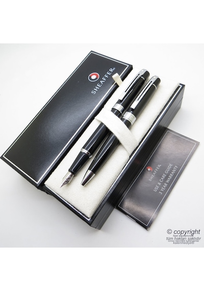 Sheaffer 300 Siyah Dolma Kalem + Tükenmez Kalem Seti İsme Özel
