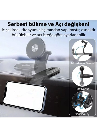 Manyetik Araç İçi Telefon Tutucu Torpido Üzeri Ekran Üzeri Kullanım İçin Tüm Araçlara Uyumlu