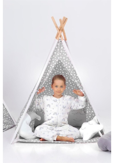 Cantoy Kız Erkek Çocuk Kalın Elyaf Dolgulu Premium Kalite 2.5 Tog Desenli Uyku Tulumu Ekru - Mavi