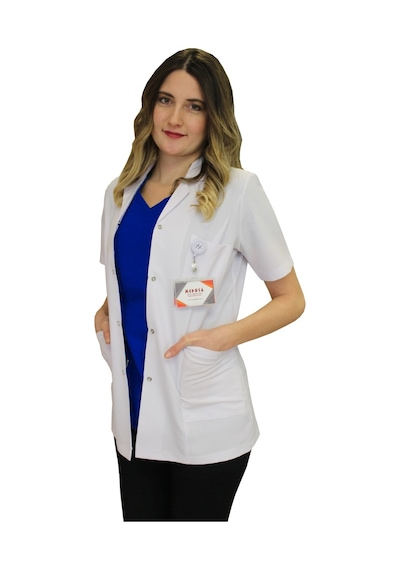 Klasik Yaka Kadın Doktor Önlüğü Hemşire Öğretmen Beyaz Önlük (508605562)