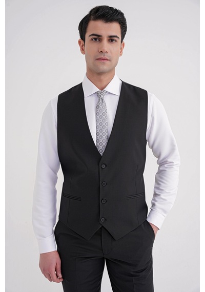 Efor Slim Fit Çift Yırtmaç Dokulu %97 Yün Esnek Siyah Yelekli Klasik Takım Elbise Tk 936 Siyah Efor Slim Fit Çift Yırtmaç Dokulu %97 Yün Esnek Siyah Yelekli Klasik Takım Elbise Tk 936 Siyah