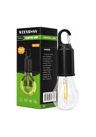 Winnboss Ekl-06 G-912 Kamp Lambası 3-kademe Işık Usb Şarjlı Mandallı Kanca Askılık Diğer