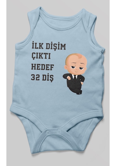 Morivokids İlk Dişim Çıktı Hedef 32 Diş Sıfır Kollu Bebek Body Bebe Mavisi