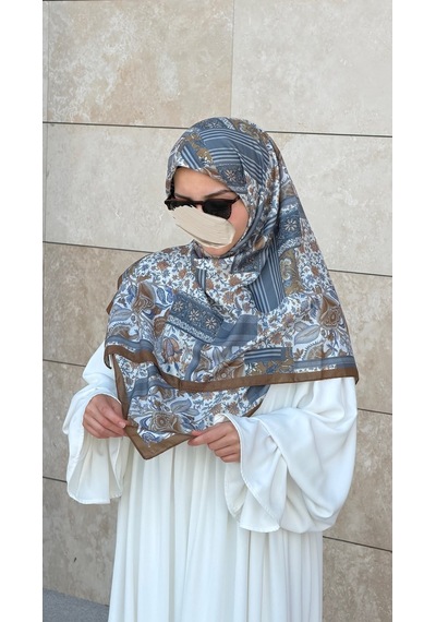 Qalortex Scarf Pamuklu Piraye Desen Eşarp - Pas