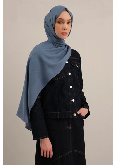 Armine Link Desen Bambu Cotton Şal 2 Mavi