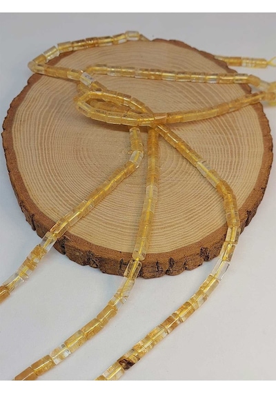 Bileklik Boy Golden & Rutil Kuvars Taşı Silindir Kesim 5.5x7.5mm Yarım Dizi 18cm Uzunluğundadır Çok Renkli