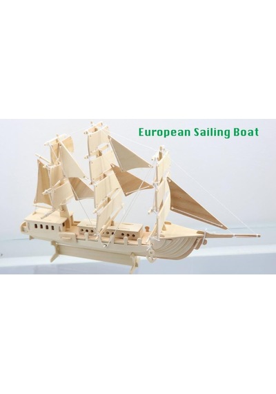 3D Ahşap Maket Puzzle Avrupa Yelkenli Teknesi 76 Parça Maket Gemi