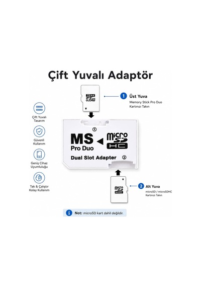 Micro Sd Memory Stick Pro Duo Çevirici Dönüştürücü Hafıza Kartı Adaptörü