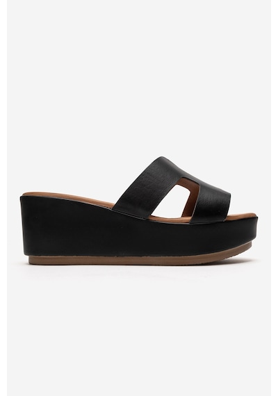 Luvishoes Luvi Shoes Lıa Siyah Cilt Hakiki Deri Kadın Dolgu Topuklu Terlik Siyah