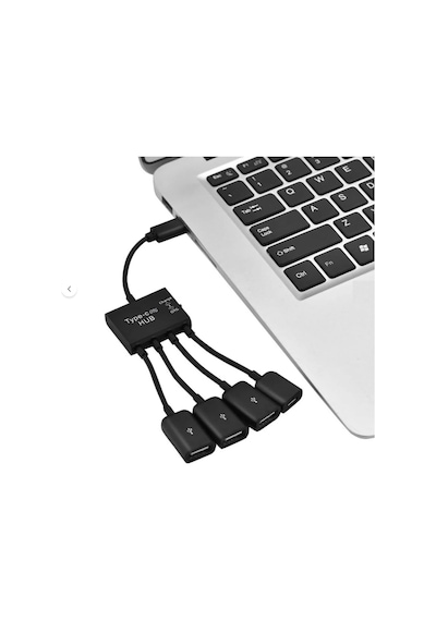 Type-c Otg Hub Çoklayıcı 3 Port Usb 2.0 Data Ve Mikro Usb Şarj Girişli Çevirici Adaptör