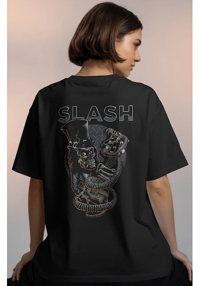 Slash Guns N' Roses Rock Metal Müzik Grubu Baskılı Unisex Oversiz Siyah