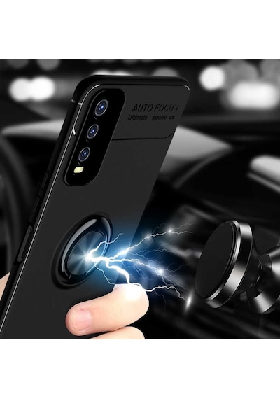 Vivo Y20S Kılıf Standlı Yüzüklü Manyetik Silikon