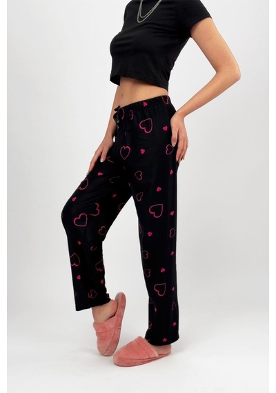 Kadın Kadife Pijama Altı Eşofman Pamuklu Fuşya