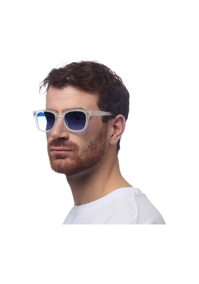 Okkia Giovanni Mavi Lens Unisex Güneş Gözlüğü Beyaz Şeffaf
