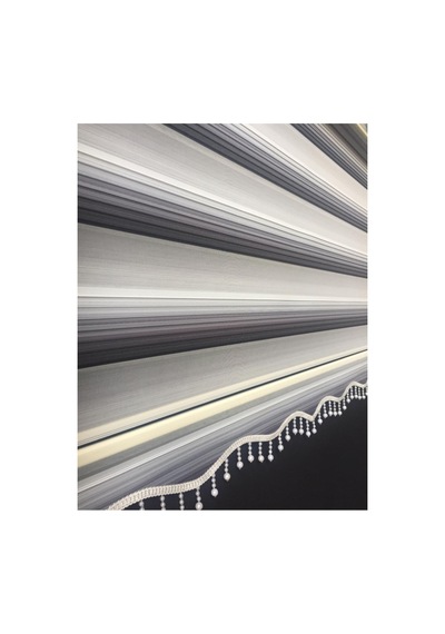 Gri Renk Geçişli Boncuklu Zebra Stor Perde Gri - 106387835 Gri
