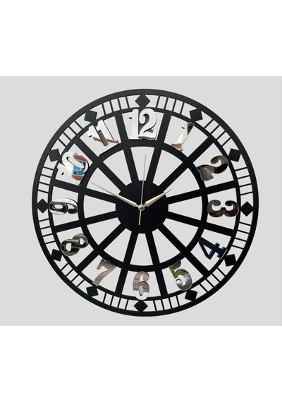 Ümra Lazer Lazer Kesim Dekoratif Ahşap Taban Rakam Aynalı Pleksi 40x40 Sessiz Akar Mekanizma Duvar Saati Ümra12aynalıgo Gümüş