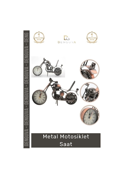 Saat Dekoratif Vintage Hediyelik Nostaljik Ofis Masası Motorcu Şık Metal Masa Motosiklet Saat Çok Renkli
