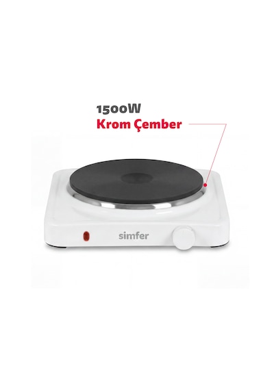 Simfer HP1500W Beyaz Hot Plate Tek Gözü Elektrikli Ocak