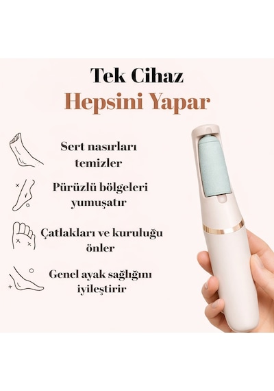Şarjlı Elektrikli Topuk Törpüsü 360 Dönen Başlık Led Işıklı Profesyonel Nasır Ve Çatlak Giderici
