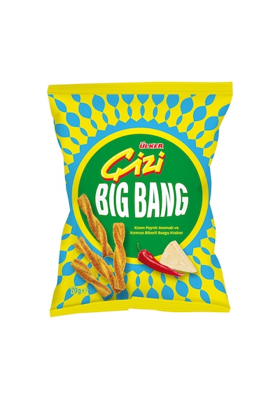 Çizi Big Bang Krem Peyniri & Kırmızı Biber Aromalı Burgu Kraker - 70 Gram - 16 Adet