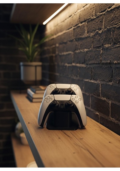İkili Gamepad Tutucu Siyah 7x18 Cm Masa Ve Raf Düzeni