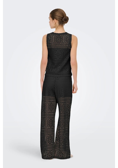 Only Onllıan Lace Kadın Pantolon Geniş Paça Dantel Detaylı Şık Günlük Siyah