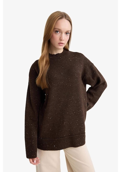 Defacto Loose Fit Bisiklet Yaka Triko Tunik F3242ax25wnbn258 Kahve-bn258