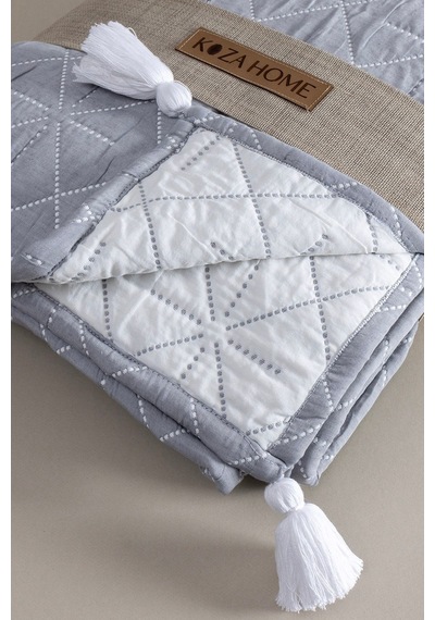 Koza Home Stella Lacivert Çift Kişilik Baklava Desenli Yatak Örtüsü 230x250 Lacivert